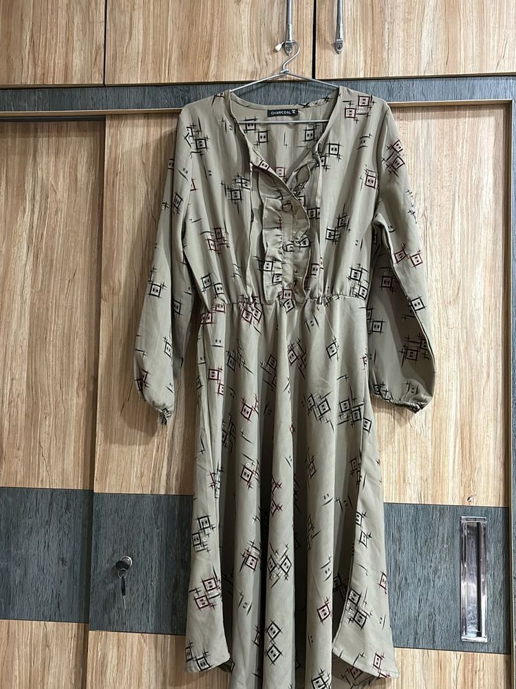 Vintage-Style Geometric Print Dress