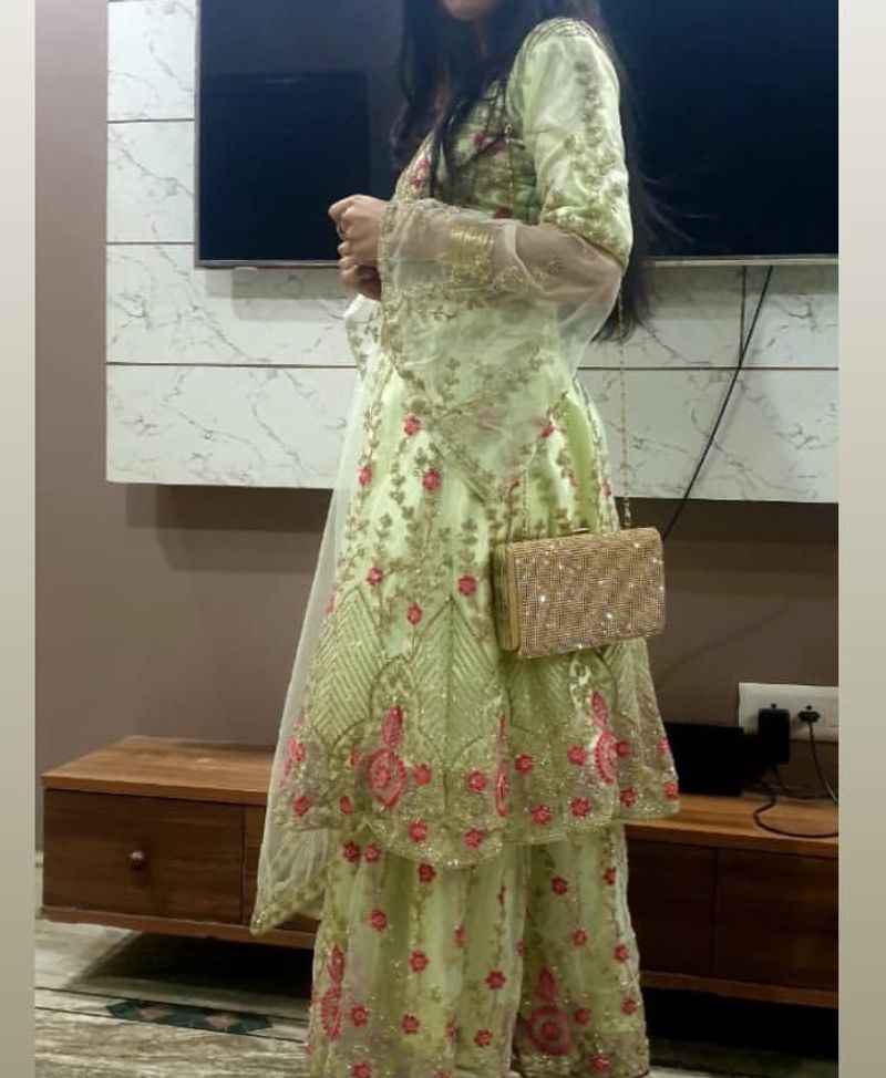 Short Gown And Plazzo Set