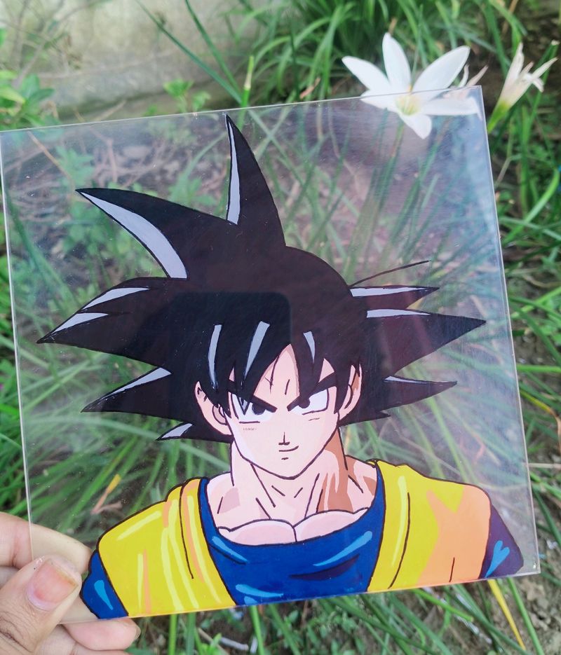Goku Anime Glass Painting 💙
