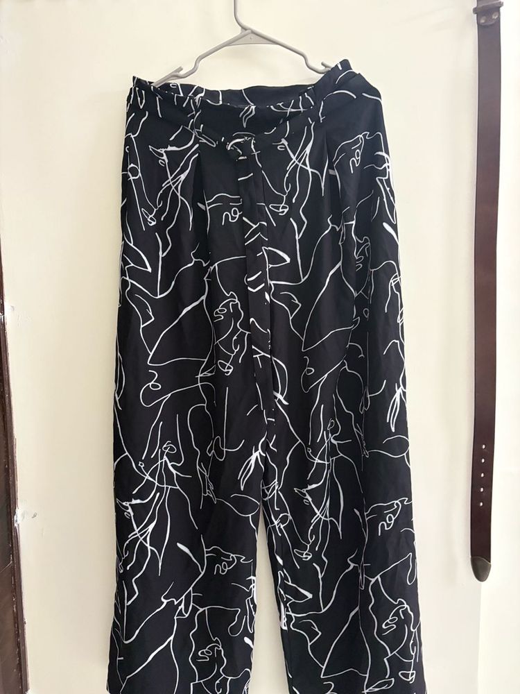 Abstract Print Wide Leg Pants