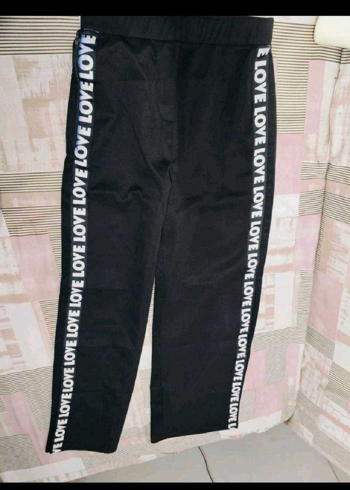 Love Side Stripe Black Pants