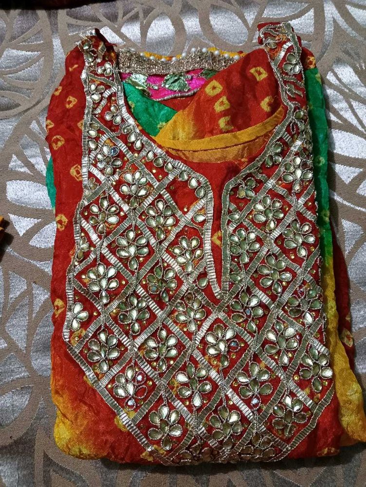 Multiple Color Bandhani Suit