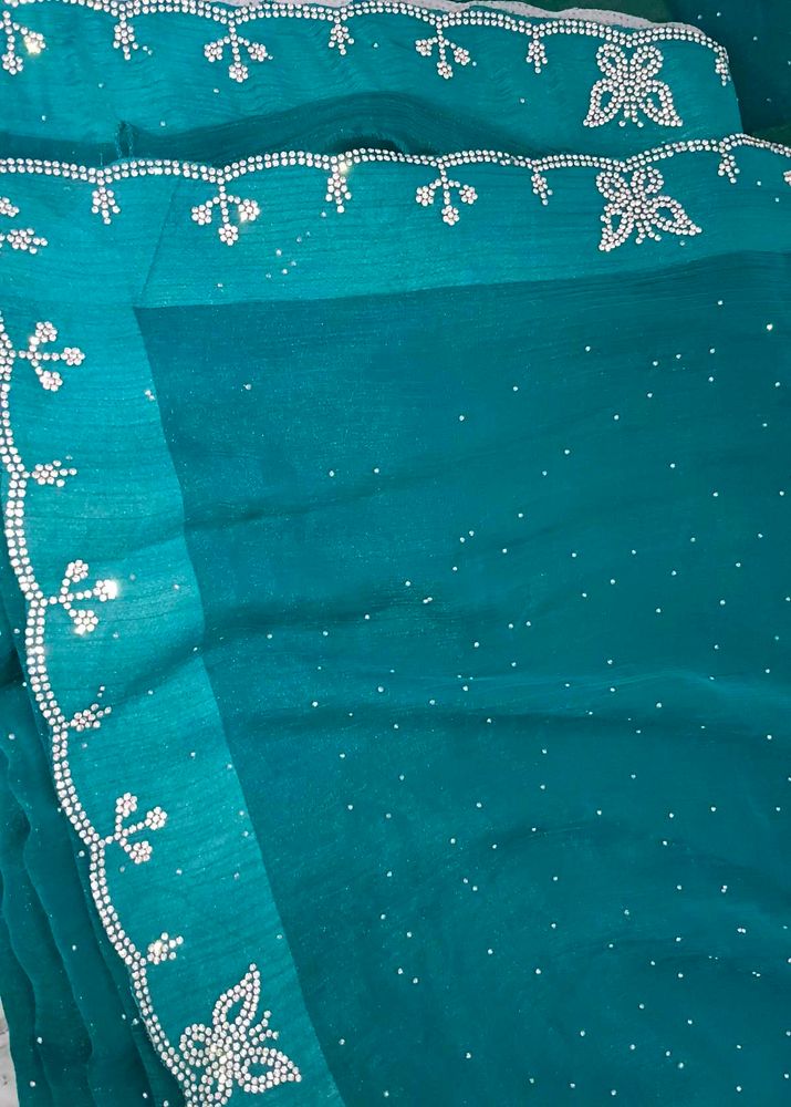 SEA GREEN DIAMOND EMBELLISHED SAREE