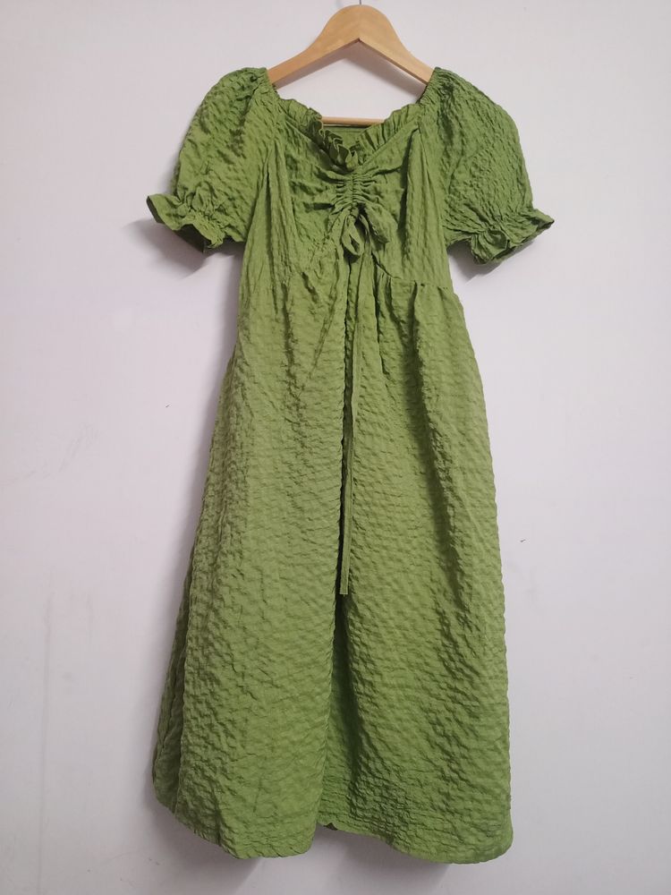 Embossed Soft Olive coloured Dress