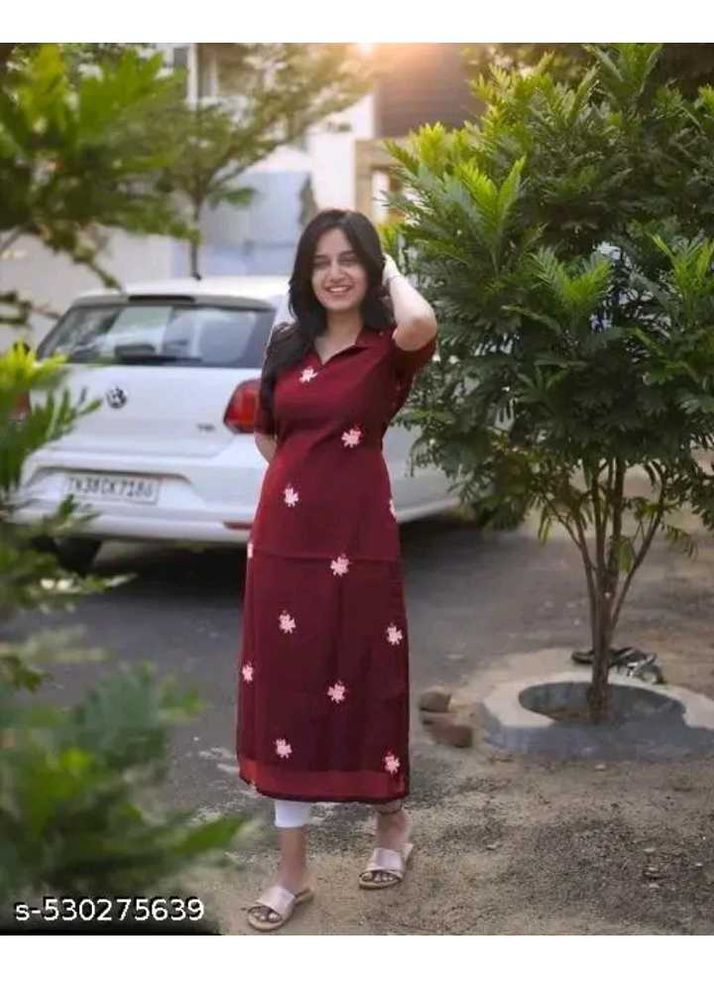 Floral Red Kurta m size