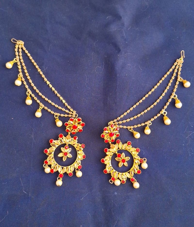🔴Price Drop Long Round Earrings Jhumka Red/Gold