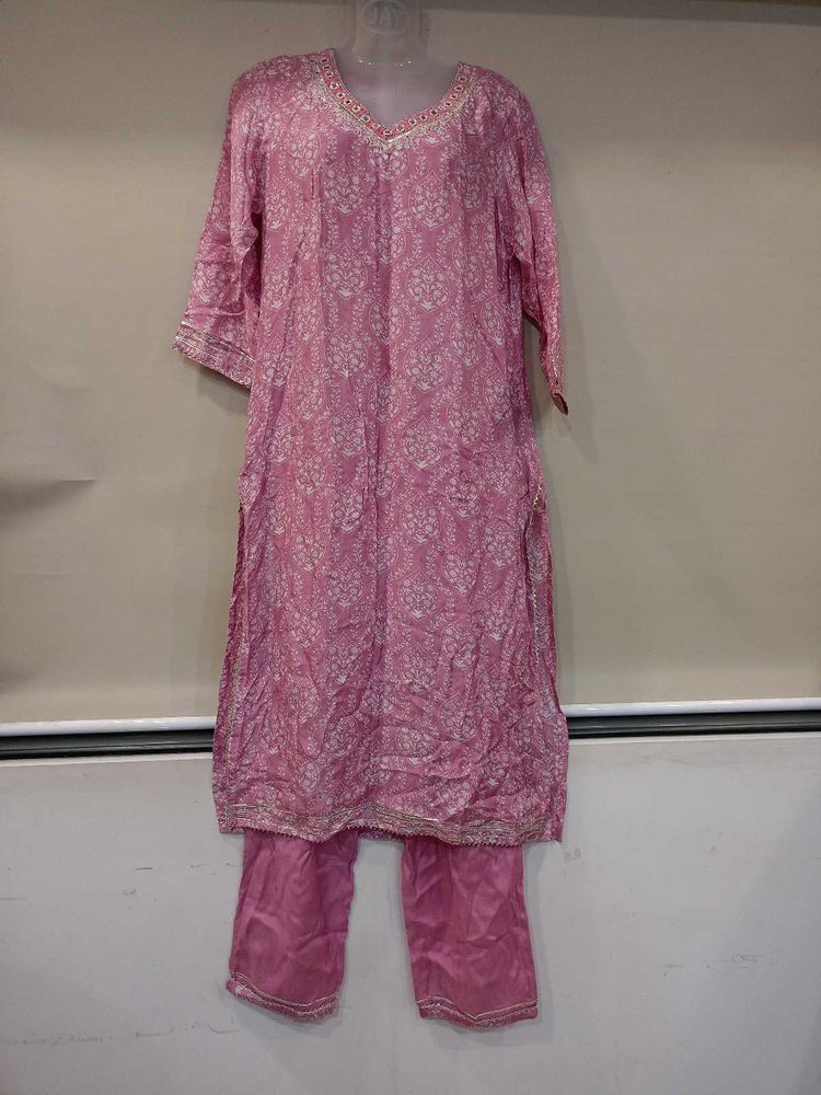 Elegant Pink Printed Kurti Set🌷
