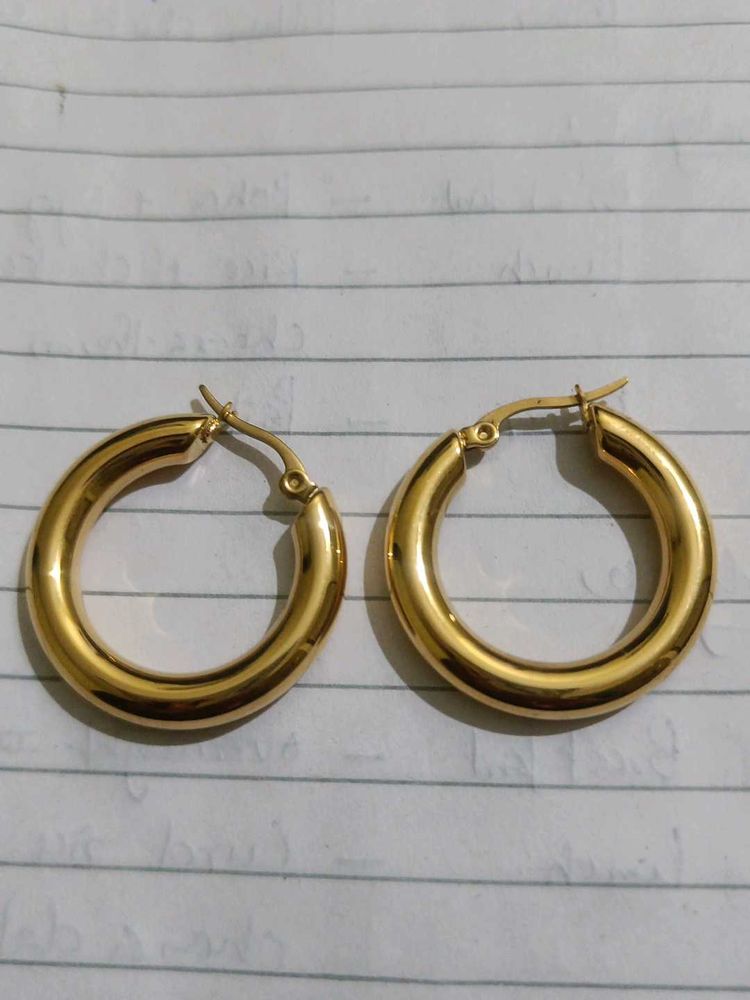 Golden water proof Chunky Hoop Earrings