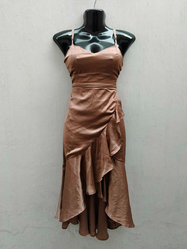 Price Drop 📢📢Ruffle Midi Satin Dress