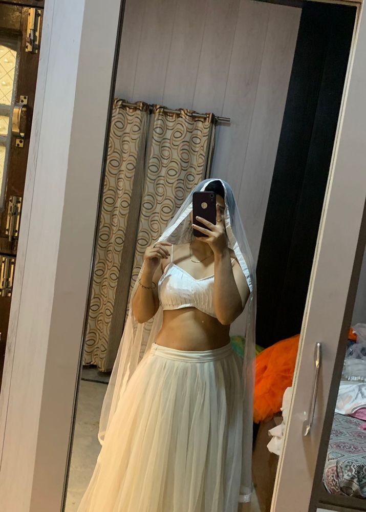 Backless Fairy Heavy Net Lehanga🤍💙🦋🎀