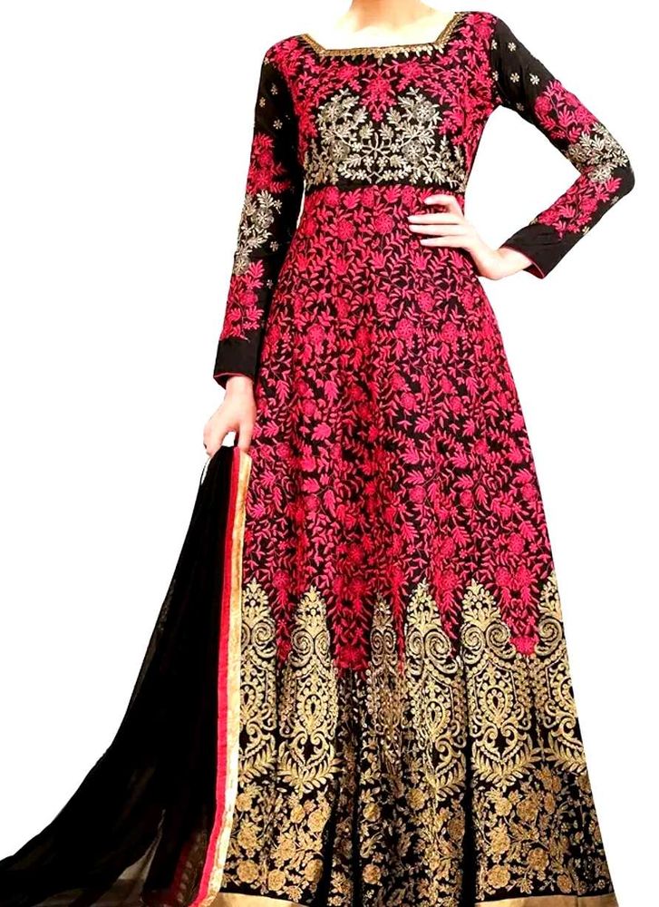Anarkali Gown Embroidered Semi stitched
