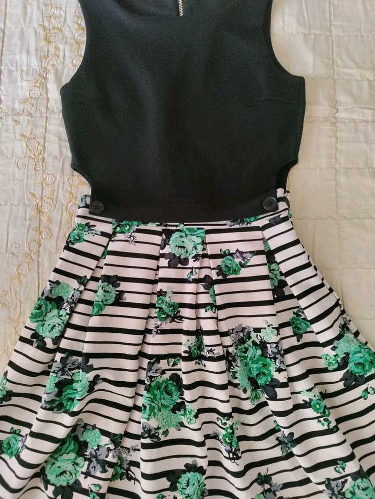 Floral Stripe Fit &amp; Flare Dress