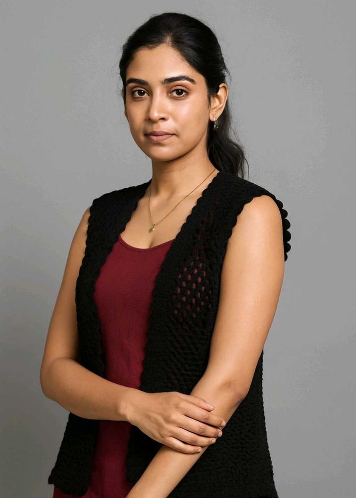 Handmade Sleeveless Black Knit Vest