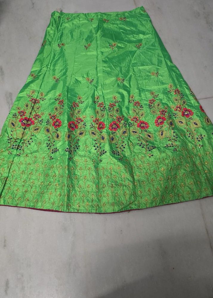 Green Embroidered Lehenga Skirt