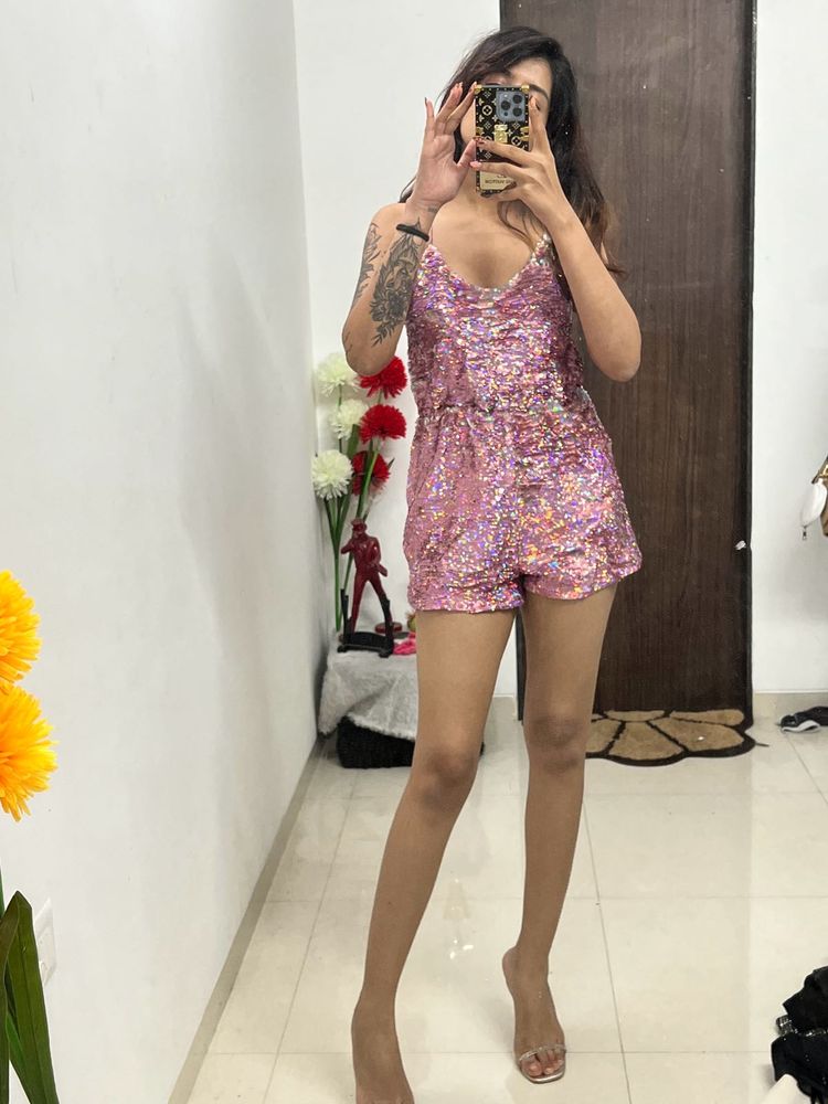 Sparkly Pink Sequin Romper