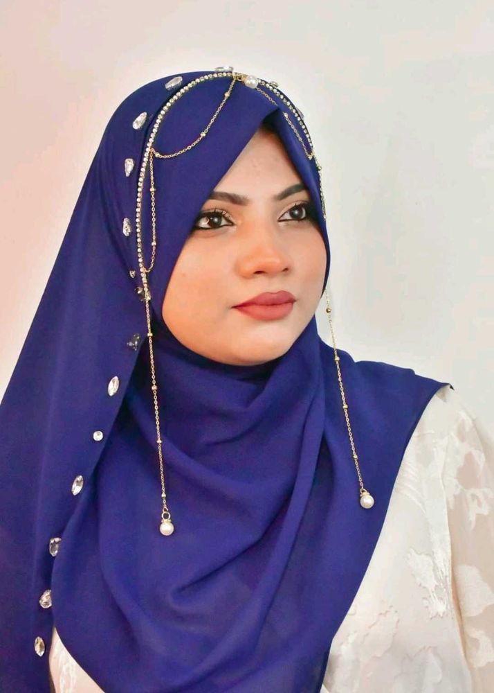 Elegant Blue Beaded Hijab