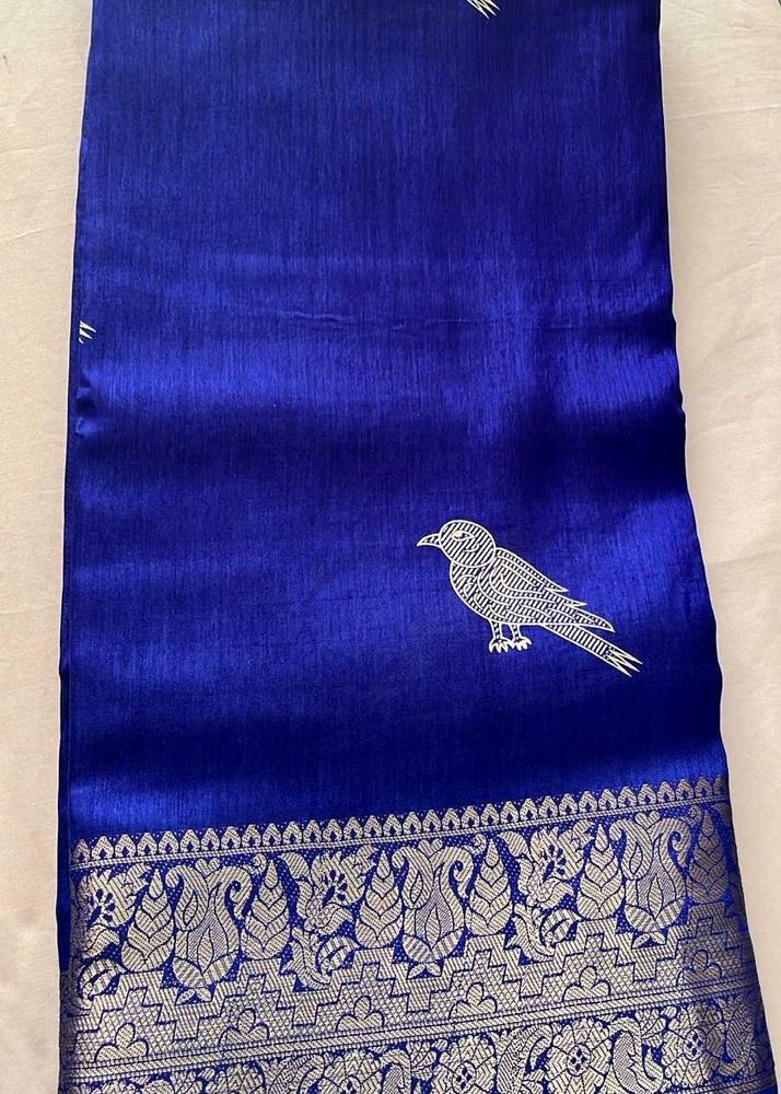 Royal Blue Silk Saree with Bird Motif
