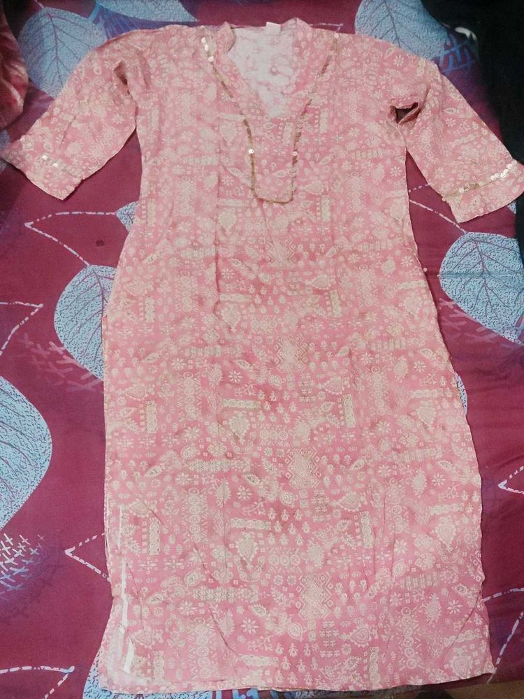Elegant Pink Printed Kurta