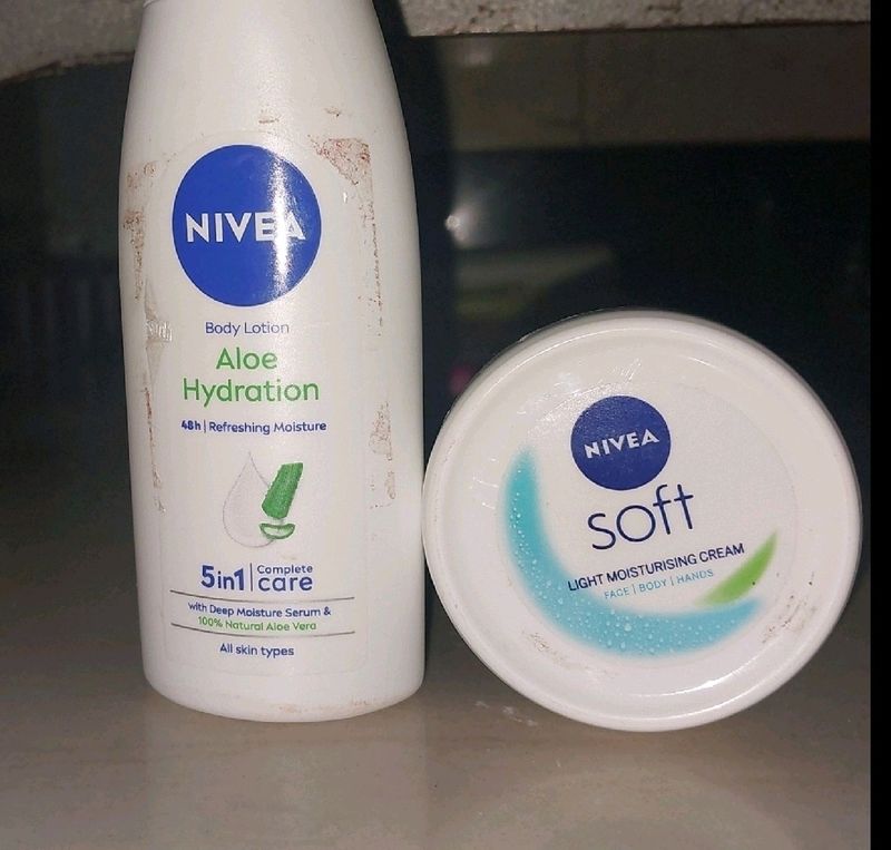 Nivea Soft Light Moisturising Cream (350 coins) and Nivea Body Lotion Aloe Hydration 48h Refreshing Moisture(150 Coins)