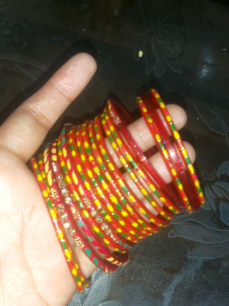 12 Red And Multi Color Bangels