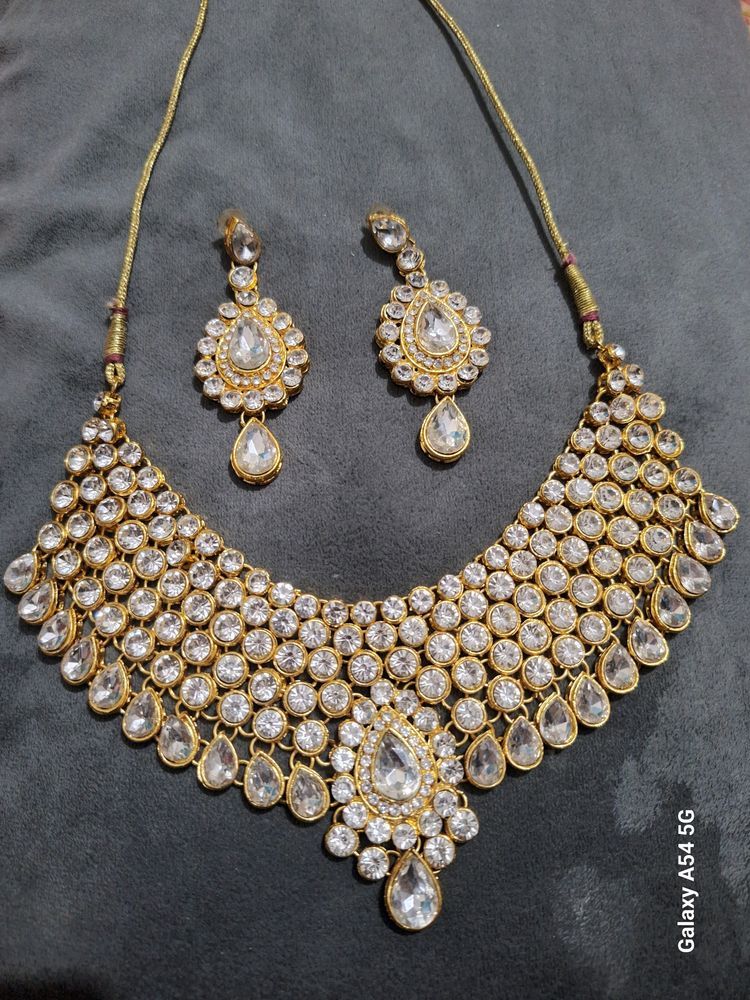 Golden Necklace And Earings Set