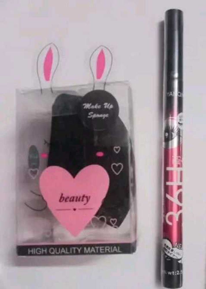 Makeup Sponge &amp; Eyeliner Set