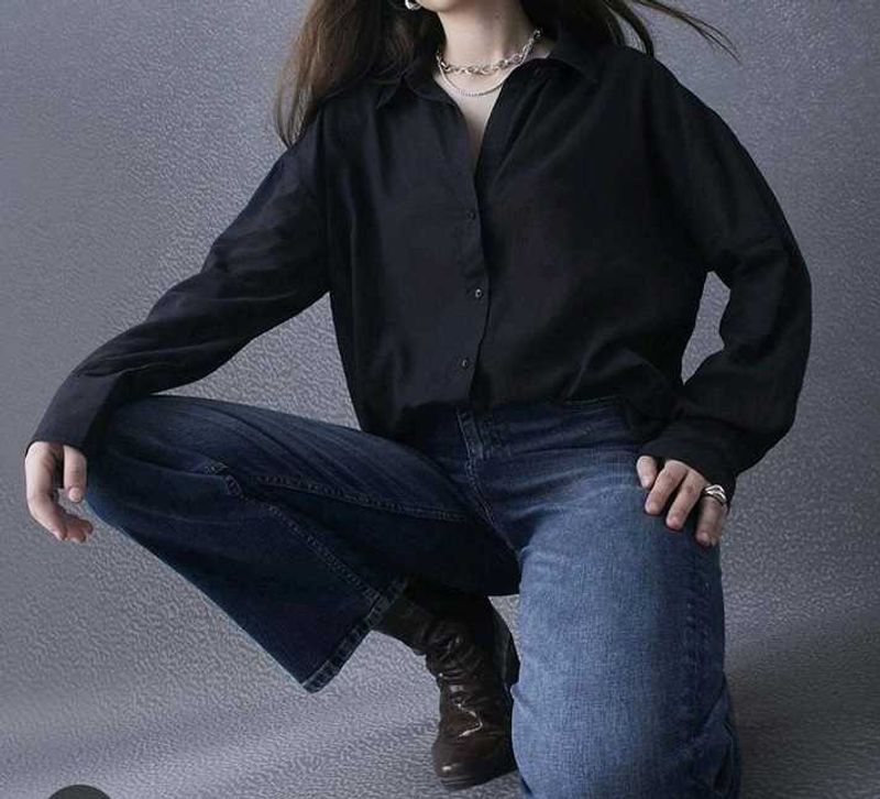 Stylish Black Button-Down Shirt combo