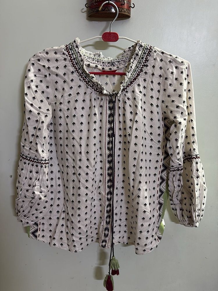 W Brand Boho Chic Peasant Top