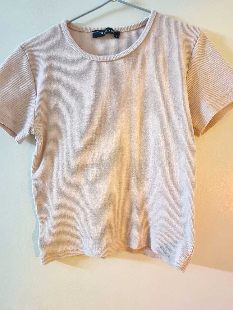 Pink Fitted Ribbed Trendyol Top