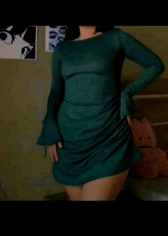 Elegant Green Mini Dress ruched pinterest