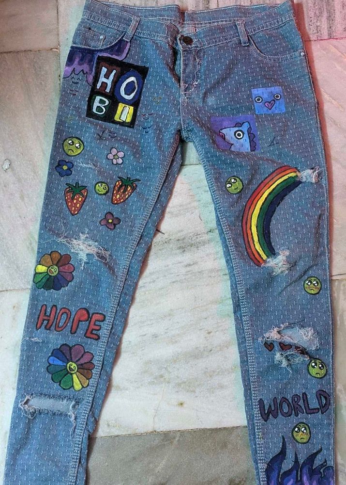 BTS hopecore Denim Jeans aesthetic y2k