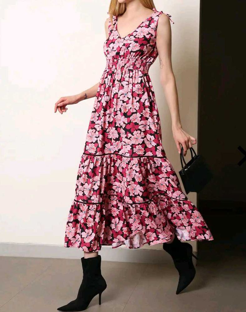 SHEIN BRAND Floral Printed Maxi Dress