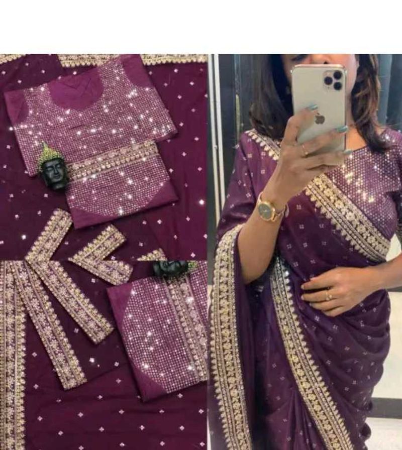 Gorgeous Purple Sequin Saree