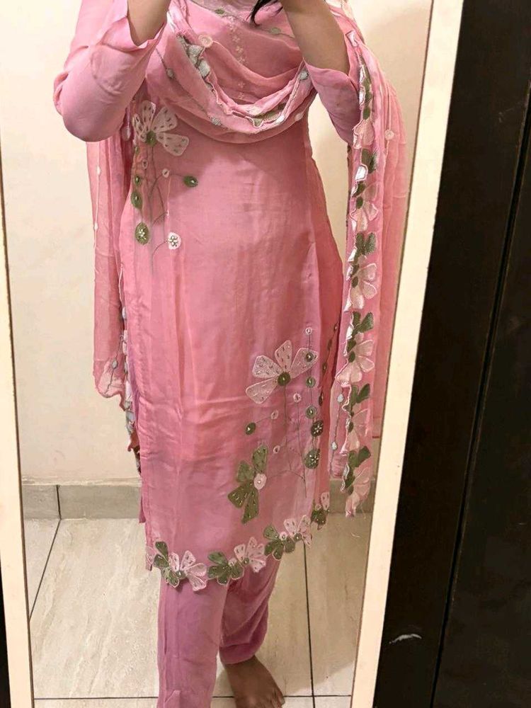 Pink Floral Kurta Set