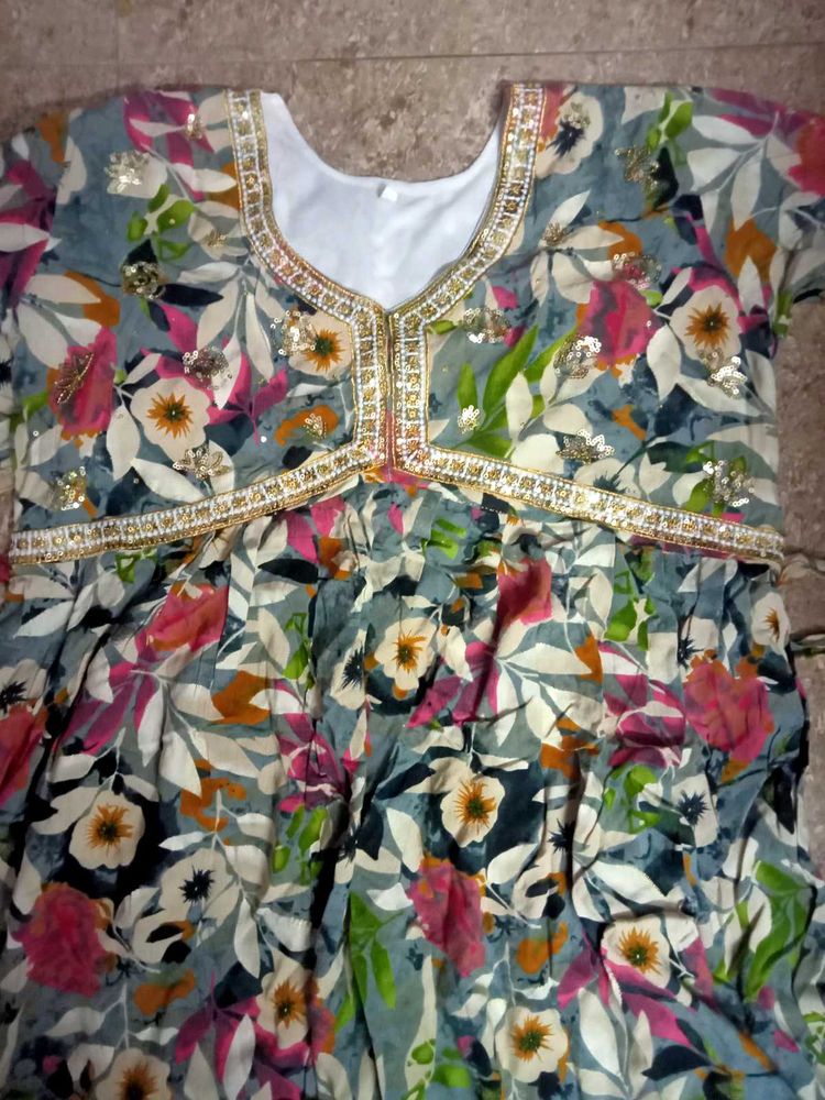 Floral Print Anarkali Kurta , Size Xl