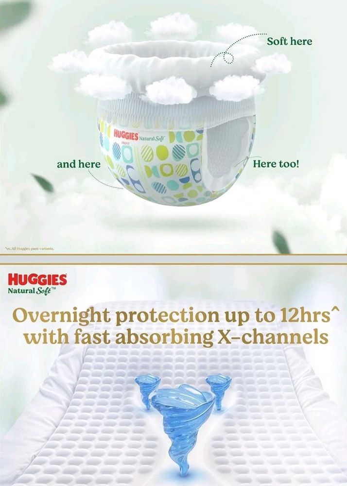 Huggies Natural Soft Diapers - 50 pants