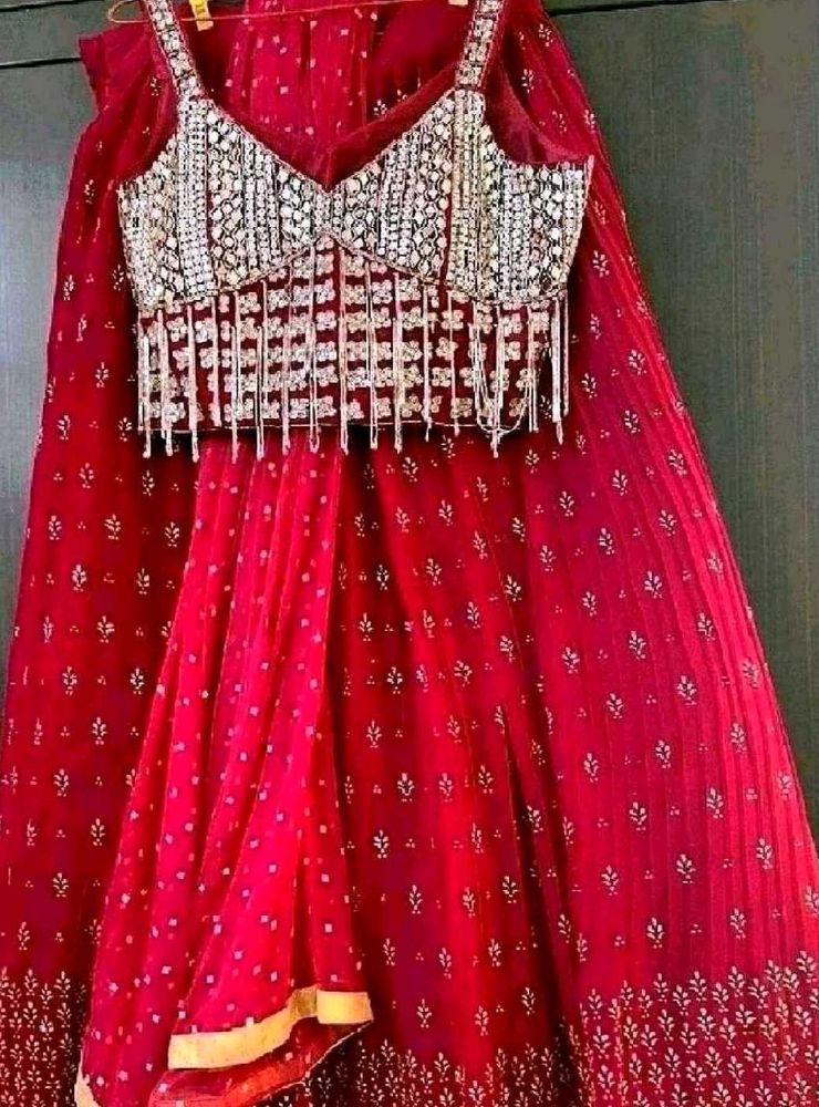 💞Hot Pink Mirror Work Lahenga💞