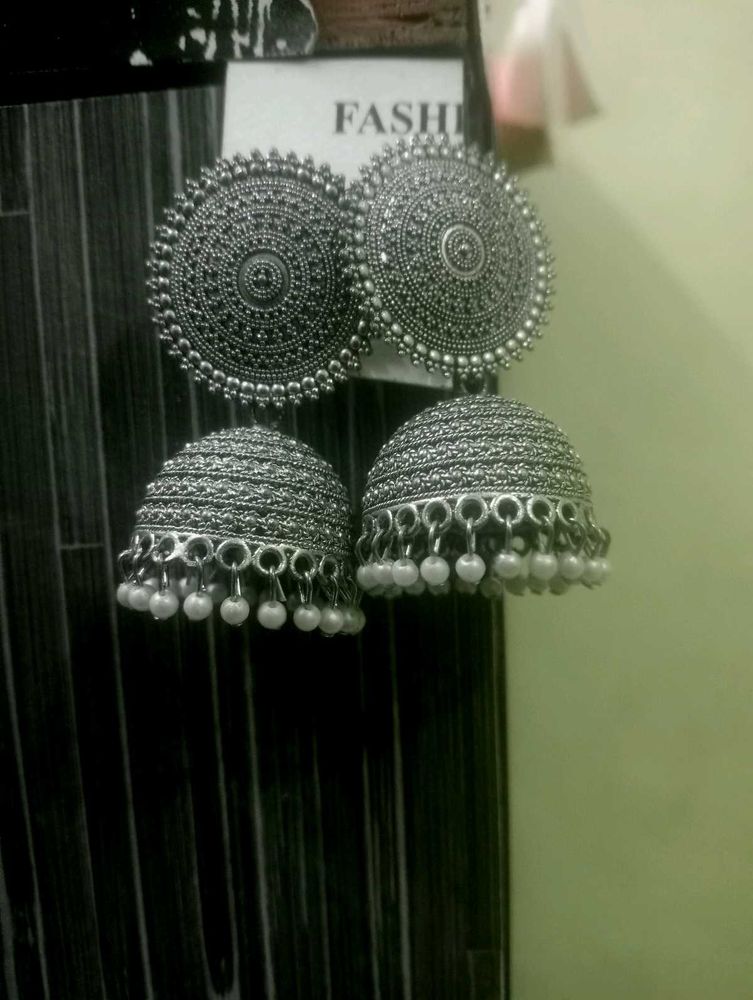 Silver Jhumka Earrings