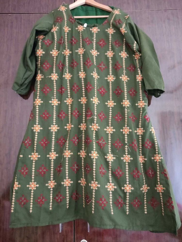 Embroidered Kurta Salwar Set For Women, Green, 46