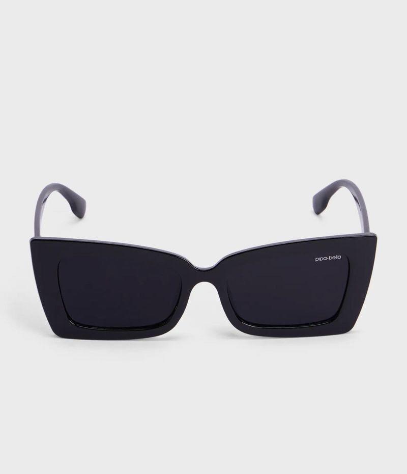 Black Solid Cat Eye Thick Template Sunglasses