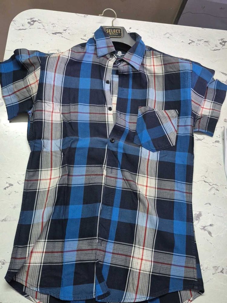 Blue Plaid Casual Shirt