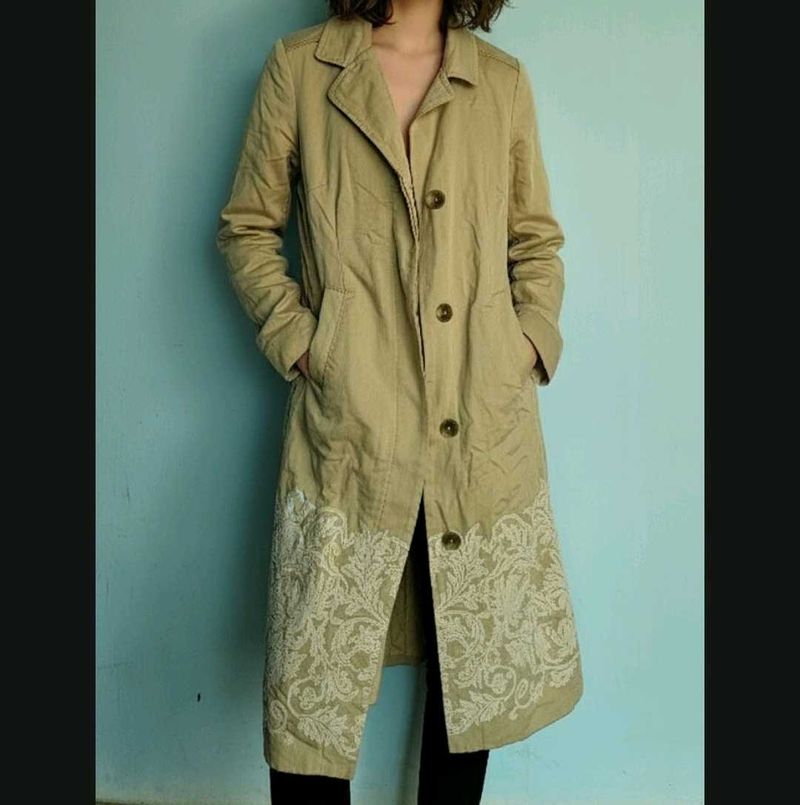 Elegant Embroidered Trench Coat