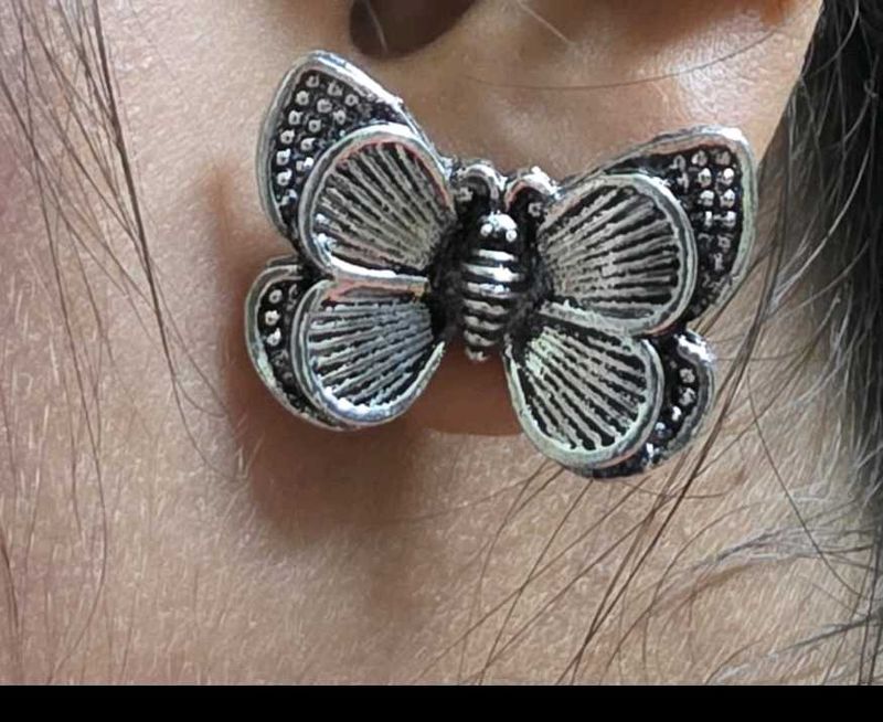 Butterfly Earrings silver oxidised
