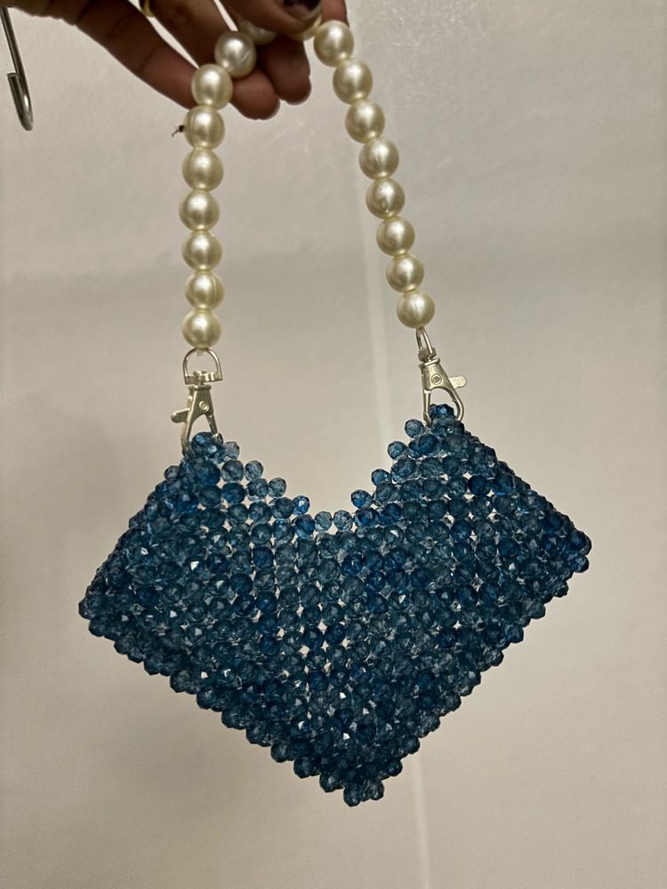 Beaded Mini Bag with Pearl Handle