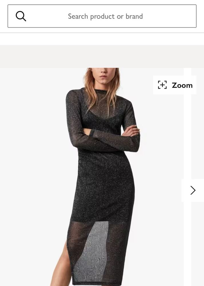 All Saints Sparkly Sheer Midi Dress - Uk 8, US 4