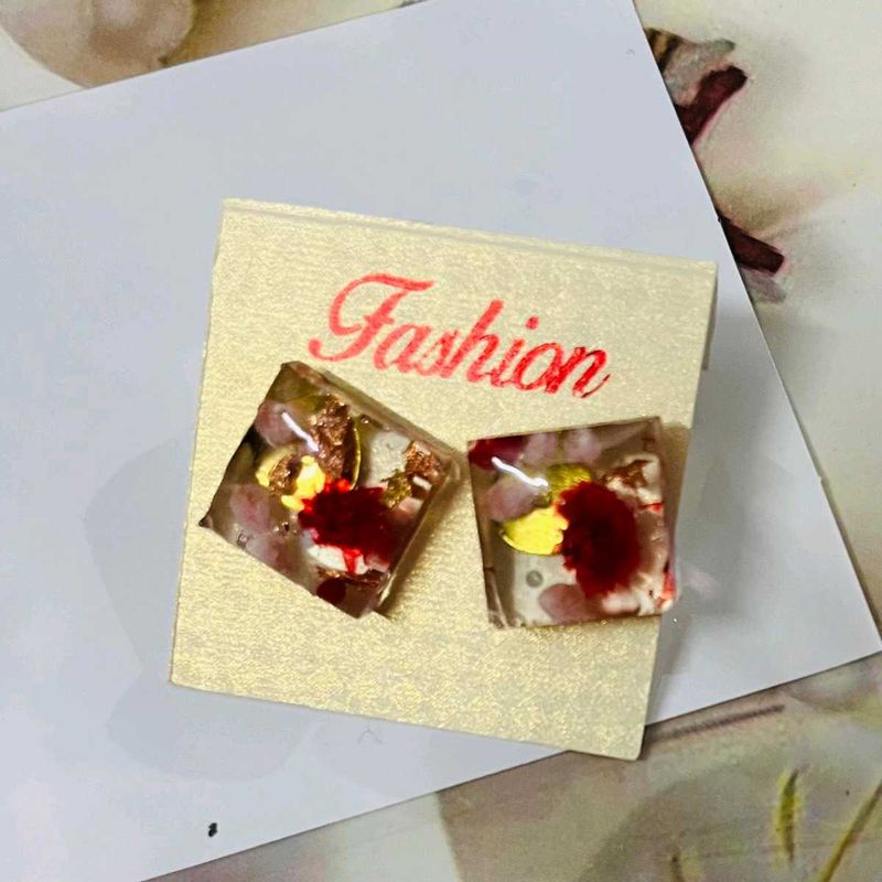 Resin Square Earrings 3 Pair Combo