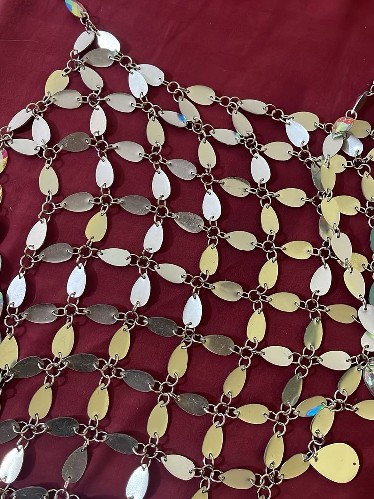 Silver Sequin Chainmail Top