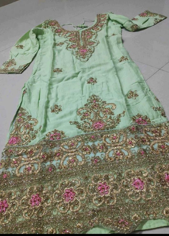 Mint Green Embroidered Pakistani Suit