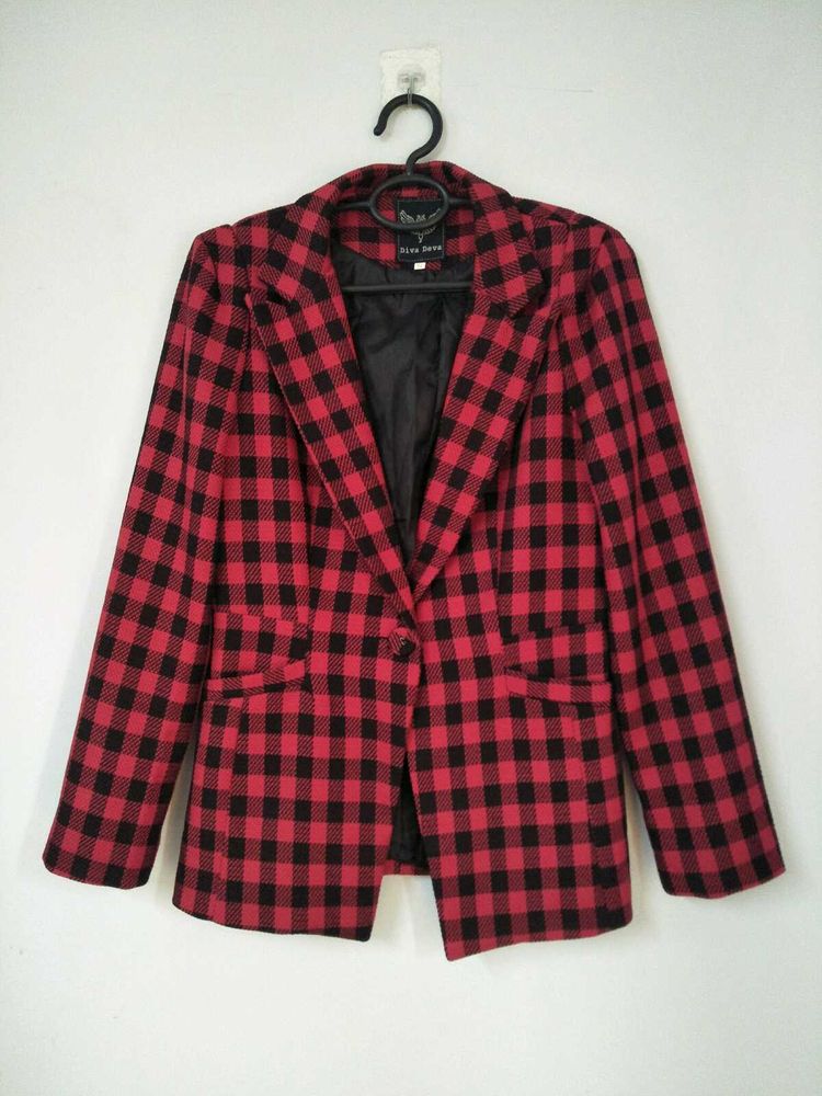 Checked Textured Blazer