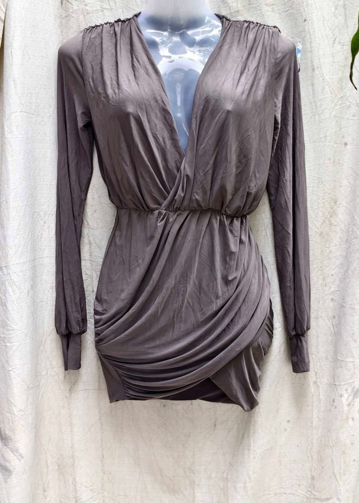 I. Gray Long Sleeve Mini Dress